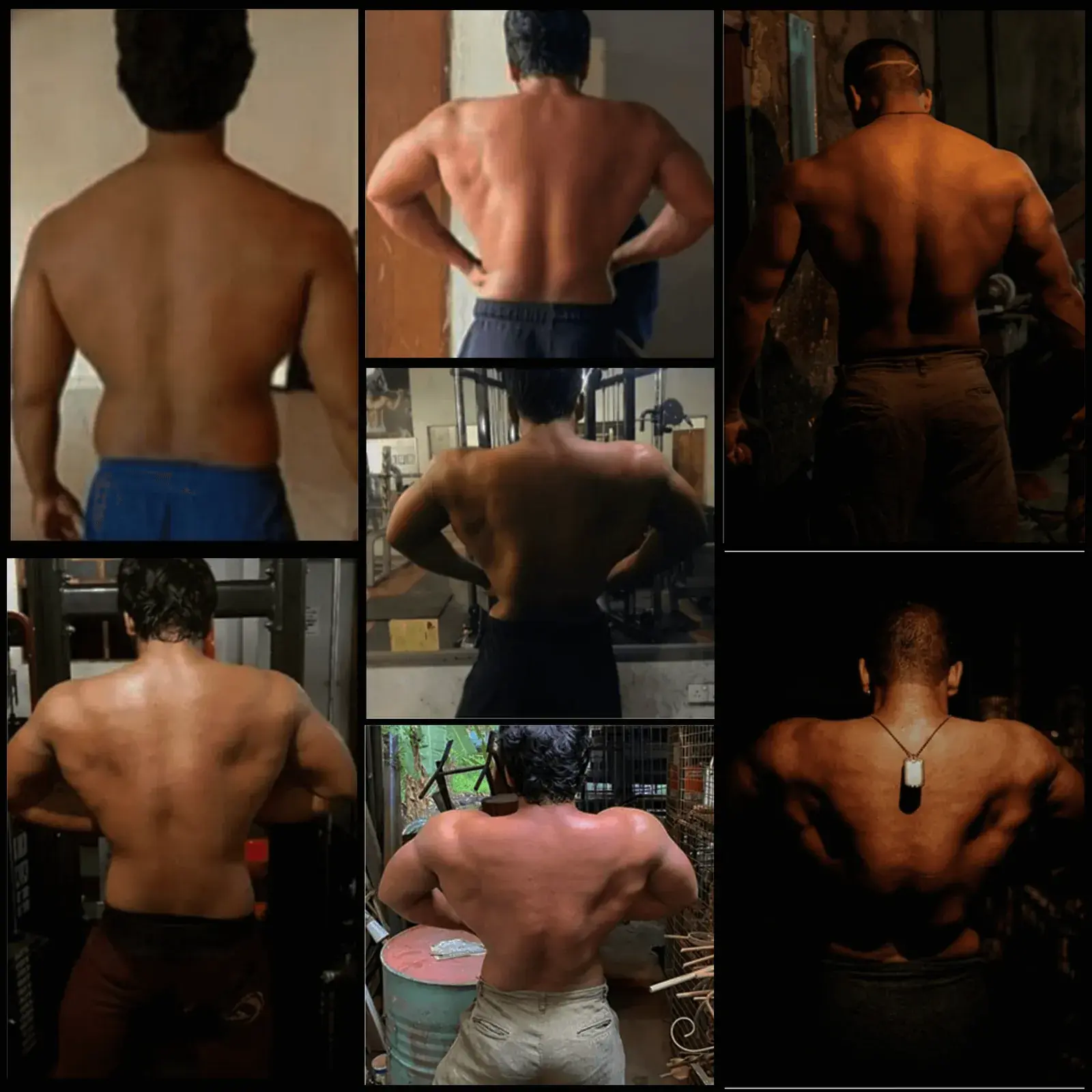 Collage of back photos tracking a member’s back development over time